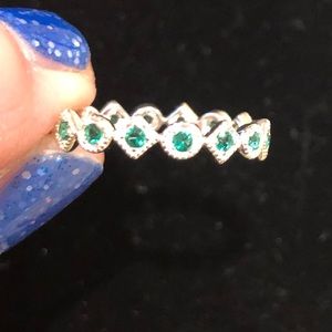 Avon Sterling and Simulated Emerald Birthstone Band Ring